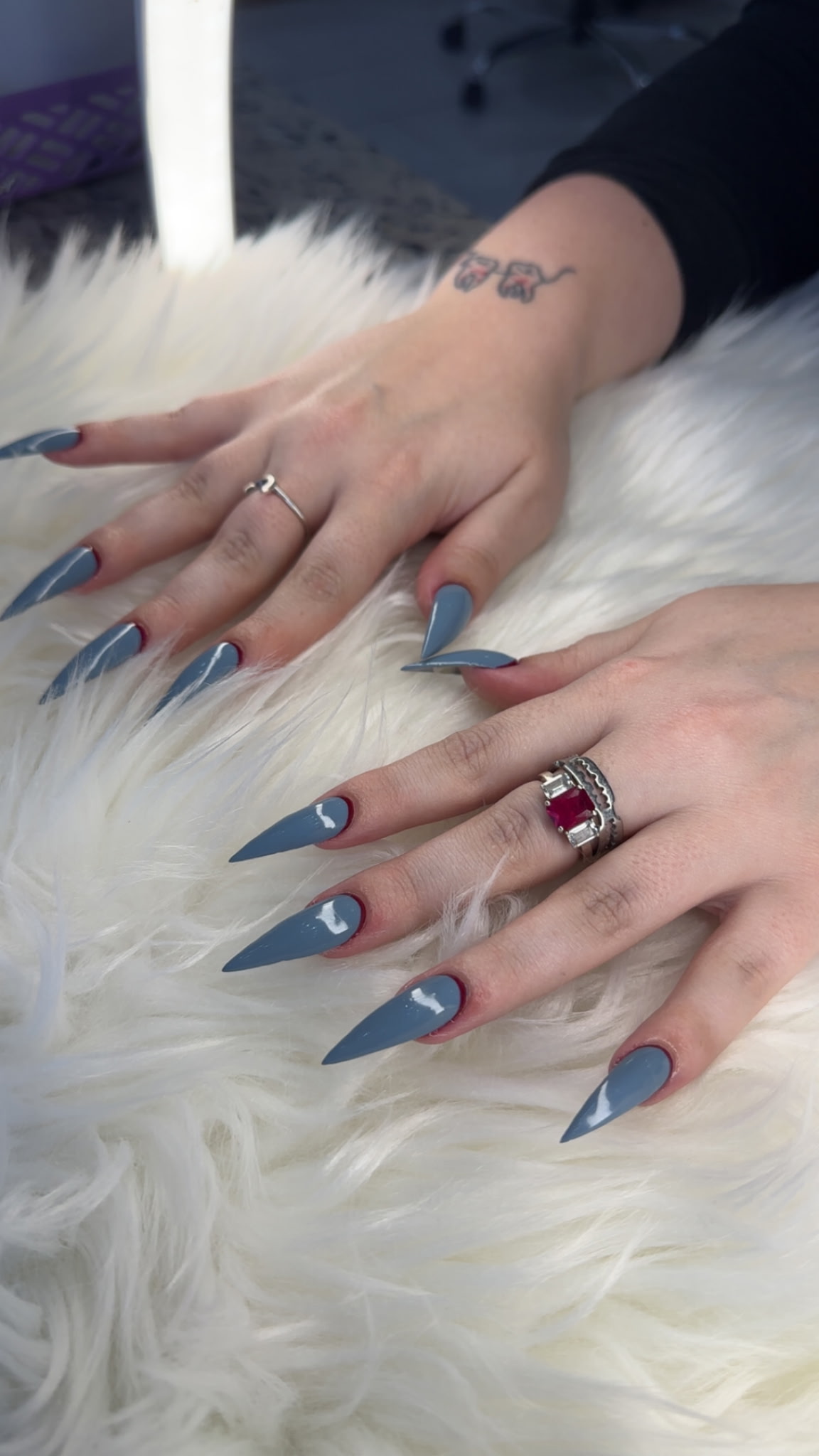 Matte slate stiletto nails